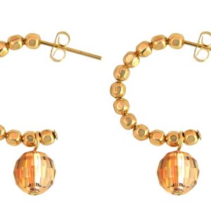 Gemshine - Damen - Ohrringe - Vergoldet - Loop - Gold Orange - 3 cm