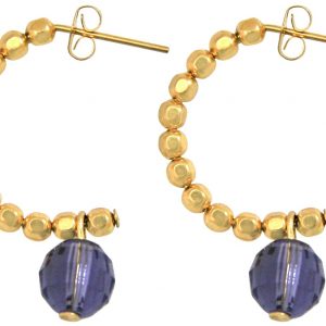 Gemshine - Damen - Ohrringe - Vergoldet - Loop - Violett Blau - 3 cm