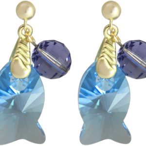 Gemshine - Damen - Ohrringe - Vergoldet - Fisch - Blau - Violett - MADE WITH SWAROVSKI ELEMENTS® - 3,5 cm
