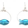 Gemshine - Damen - Ohrringe - 925 Silber - Fisch - Blau - MADE WITH SWAROVSKI ELEMENTS® - 3 cm
