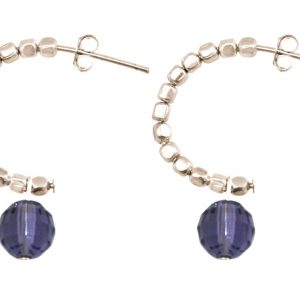 Gemshine - Damen - Ohrringe - 925 Silber - Loop - Violett Blau - 3 cm