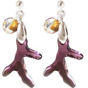 Gemshine - Damen - Ohrringe - 925 Silber - Koralle - Violett - Violett - MADE WITH SWAROVSKI ELEMENTS® - 3,5 cm