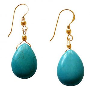 Gemshine - Damen - Ohrringe  - Vergoldet - Türkis - Tropfen - Blau - 2 cm