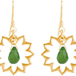 GEMSHINE Damenohrringe aus 925 Silber hochwertig vergoldet mit Yoga Lotusblumen und Turmalin Quarzen hervorragender Qualität. Made in Madrid / Spanien. Im eleganten Schmucketui und Geschenkverpackung