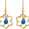 GEMSHINE Damenohrringe aus 925 Silber hochwertig vergoldet mit YOGA Lotusblumen und Topas Quarzen hervorragender Qualität. Made in Madrid / Spanien. Im eleganten Schmucketui und Geschenkverpackung
