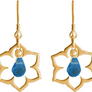 GEMSHINE Damenohrringe aus 925 Silber hochwertig vergoldet mit YOGA Lotusblumen und Topas Quarzen hervorragender Qualität. Made in Madrid / Spanien. Im eleganten Schmucketui und Geschenkverpackung