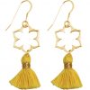 Gemshine - Damen - Ohrringe - Ohrhänger - 925 Silber - Vergoldet - Lotus Blume - Mandala - Quaste - Goldgelb - YOGA - 4,5 cm – Bild 3