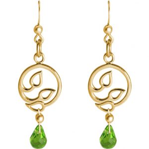 GEMSHINE Damenohrringe aus 925 Silber hochwertig vergoldet mit YOGA Lotusblumen und Peridot Quarzen hervorragender Qualität. Made in Madrid / Spanien. Im eleganten Schmucketui und Geschenkverpackung