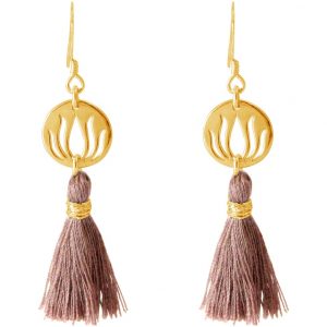 Gemshine - Damen - Ohrringe - Ohrhänger - 925 Silber - Vergoldet - Lotus Blume - Quaste - Rose - YOGA - 4 cm