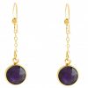 GEMSHINE Damenohrringe aus hochwertig vergoldetem 925 Silber. 3,5 cm Yoga Ohrhänger mit Amethysten hervorragender Qualität. Made in Madrid / Spanien. Im eleganten Schmucketui mit Geschenkverpackung