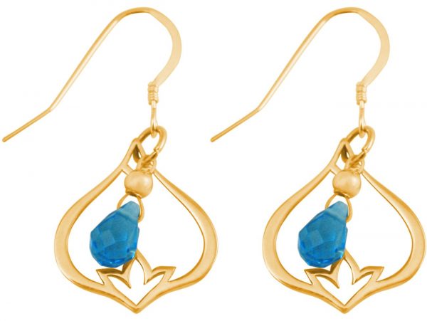 GEMSHINE Damenohrringe aus 925 Silber hochwertig vergoldet mit YOGA Lotusblumen und Topas Quarzen hervorragender Qualität. Made in Madrid / Spanien. Im eleganten Schmucketui und Geschenkverpackung – Bild 3