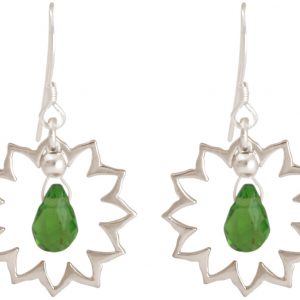 GEMSHINE Damenohrringe aus 925 Silber mit Yoga Lotusblumen und Turmalin Quarzen. Edelsteine hervorragender Qualität und Farbe. Made in Madrid / Spanien. Im eleganten Schmucketui und Geschenkverpackung