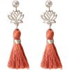 Gemshine - Damen - Ohrringe - Ohrhänger - 925 Silber - Lotus Blume - Quaste - Rotbraun - YOGA - 4 cm