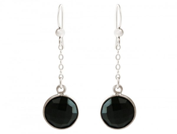 GEMSHINE Damenohrringe aus 925 Silber. 3,5 cm Yoga Ohrhänger mit Onyx Edelsteinen hervorragender Qualität und Farbe. Made in Madrid / Spanien. Im eleganten Schmucketui mit Geschenkverpackung geliefert