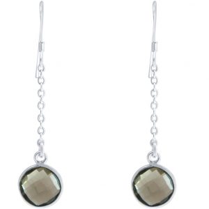 GEMSHINE Damenohrringe aus 925 Silber. 3,5 cm Yoga Ohrhänger mit Rauchquarz Edelsteinen hervorragender Qualität und Farbe. Made in Madrid / Spanien. Im eleganten Schmucketui mit Geschenkverpackung.