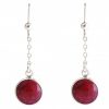 GEMSHINE Damenohrringe aus 925 Silber. 3,5 cm Yoga Ohrhänger mit roten Rubinen hervorragender Qualität und Farbe. Made in Madrid / Spanien. Im eleganten Schmucketui mit Geschenkverpackung geliefert.