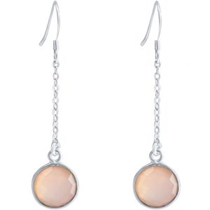 GEMSHINE Damenohrringe aus 925 Silber. 3,5 cm Yoga Ohrhänger mit Rosenquarzen hervorragender Qualität und Farbe. Made in Madrid / Spanien. Im eleganten Schmucketui mit Geschenkverpackung geliefert.