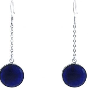 GEMSHINE Damenohrringe aus 925 Silber. 4,5 cm Yoga Ohrhänger mit blauen Saphiren hervorragender Qualität und Farbe. Made in Madrid / Spanien. Im eleganten Schmucketui mit Geschenkverpackung geliefert.