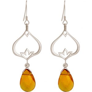 GEMSHINE Damenohrringe aus 925 Silber mit YOGA Mandala Lotusblumen und goldgelbe Citrinen hervorragender Qualität. Made in Madrid / Spanien. Im eleganten Schmucketui mit Geschenkverpackung geliefert.