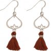 Gemshine - Damen - Ohrringe - Ohrhänger - 925 Silber - Lotus Blume - Quaste - Rotbraun - YOGA - 4,5 cm – Bild 3