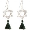 Gemshine - Damen - Ohrringe - 925 Silber - Lotus Blume - Mandala - Quaste - Grau - YOGA - 4,5 cm