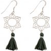 Gemshine - Damen - Ohrringe - 925 Silber - Lotus Blume - Mandala - Quaste - Grau - YOGA - 4,5 cm – Bild 3