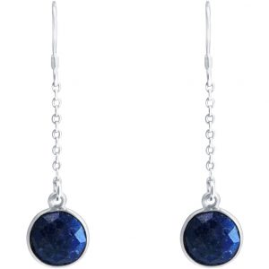 GEMSHINE Damenohrringe aus 925 Silber, vergoldet oder rose mit blauen Saphiren. YOGA Edelsteine hervorragender Qualität und Farbe. Made in Madrid / Spanien. Im edlen Etui., Metall Farbe:Silber