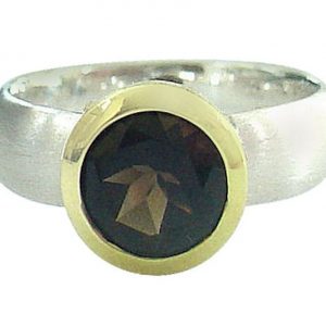 Gemshine - Damen - Ring - Silber 925 - Vergoldet - Rauchquarz - Braun, Ringgröße:58 (18.5)