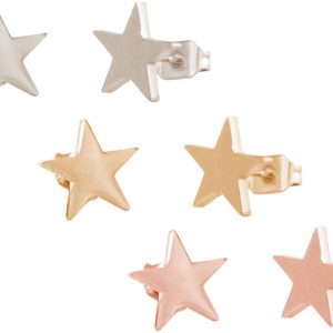 GEMSHINE Hochwertige Ohrringe mit Sternen. Ohrstecker in Silber, vergoldet, rose vergoldet. Qualitätsvoller Schmuck Made in Madrid / Spain.