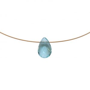 Gemshine - Damen - Halskette  - Vergoldet -  Aquamarin Quarz - Facettiert - Tropfen - Blau - 45 cm