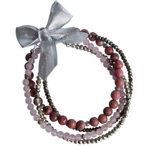 Gemshine - Damen - Armband Set - Rose Dream - Rosenquarz - 925 Silber