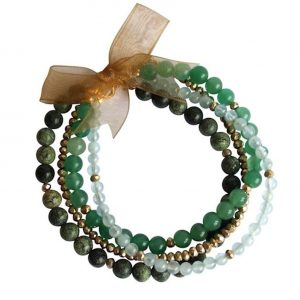 Gemshine - Damen - Armband Set - Fresh Mint Gold - Aquamarin - Aventurin - Blau - Grün - Vergoldet