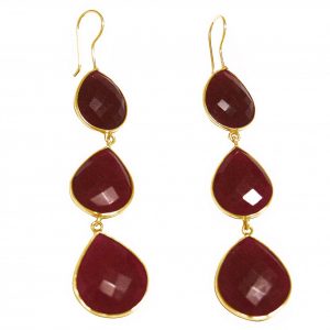 Gemshine - Damen - Ohrringe - 925 Silber - Vergoldet - Rubin - Rot - CANDY - Tropfen - 9 cm