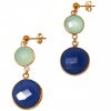 Gemshine - Damen - Ohrringe - 925 Silber - Vergoldet - Chalzedon - Saphir - Meeresgrün - Blau - Facettiert - 4 cm – Bild 3