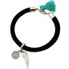 Gemshine - Damen - Armband - 925 Silber - Edelstein - Aqua Chalcedon - Engel Flügel - Grün - Schwarz – Bild 4