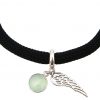 Gemshine - Damen - Armband - 925 Silber - Edelstein - Aqua Chalcedon - Engel Flügel - Grün - Schwarz – Bild 3