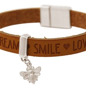 Gemshine - Damen - Armband - BEE - Biene - 925 Silber - WISHES - Braun - Magnetverschluss