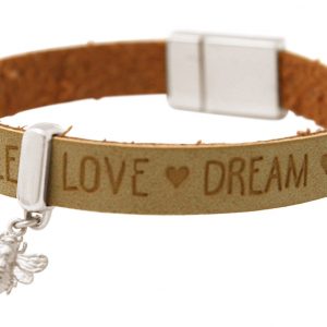 Gemshine - Damen - Armband - BEE - Biene - 925 Silber - WISHES - Braun Sand - Magnetverschluss