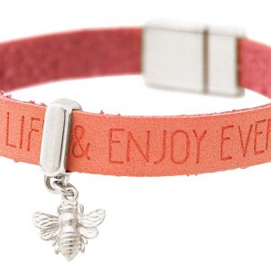 Gemshine - Damen - Armband - BEE - Biene - 925 Silber - WISHES - Rosa Pink - Magnetverschluss