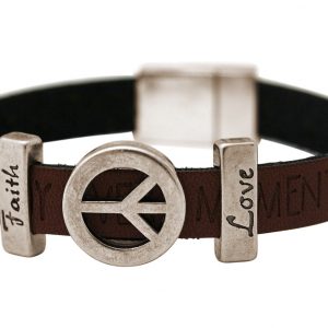 Gemshine - Damen - Armband - Frieden - Peace - WISHES - Braun - Dunkel - Magnetverschluss - Faith - Love