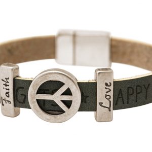 Gemshine - Damen - Armband - Frieden - Peace - WISHES - Grau - Anthrazit - Magnetverschluss - Faith - Love