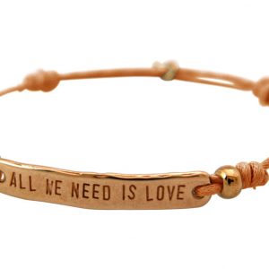 Gemshine - Damen - Armband - Gravur - ALL WE NEED IS LOVE - Rose Vergoldet - Hellkoralle - Rose