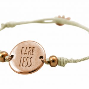Gemshine - Damen - Armband - Gravur - CARE LESS - Rose Vergoldet - Nude