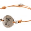 Gemshine - Damen - Armband - Gravur - CARE LESS - Silber - Hellkoralle - Rose