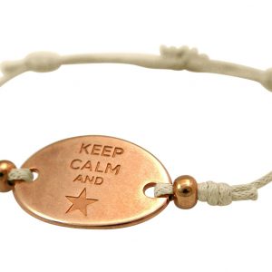 Gemshine - Damen - Armband - Gravur - KEEP CALM - Rose Vergoldet - Nude