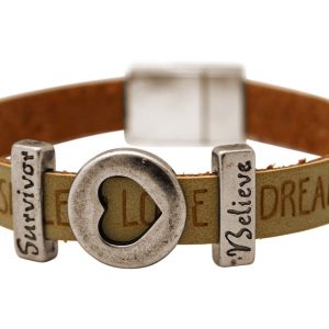 Gemshine - Damen - Armband - Herz - Liebe - WISHES - Braun - Sand - Magnetverschluss - Survivor - Believe