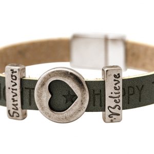 Gemshine - Damen - Armband - Herz - Liebe - WISHES - Grau - Anthrazit - Magnetverschluss - Survivor - Believe