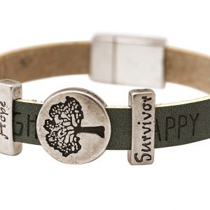 Gemshine - Damen - Armband - Lebensbaum - WISHES - Grau - Anthrazit - Magnetverschluss - Hope - Survivor