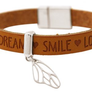 Gemshine - Damen - Armband - Schmetterling - Flügel - 925 Silber - WISHES - Braun - Magnetverschluss