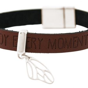 Gemshine - Damen - Armband - Schmetterling - Flügel - 925 Silber - WISHES - Braun Dunkel - Magnetverschluss